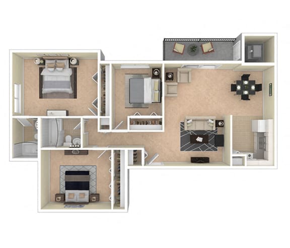 Silver Spring House Apartments 3 Bedroom floor plan