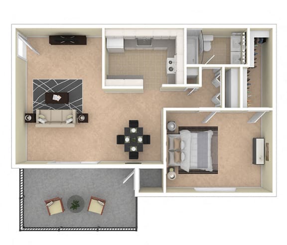 Floor Plan  Spring Ridge Apartments 1 Bedroom floor plan