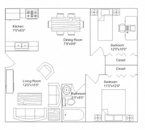 Park Linn 2x1 Floor Plan