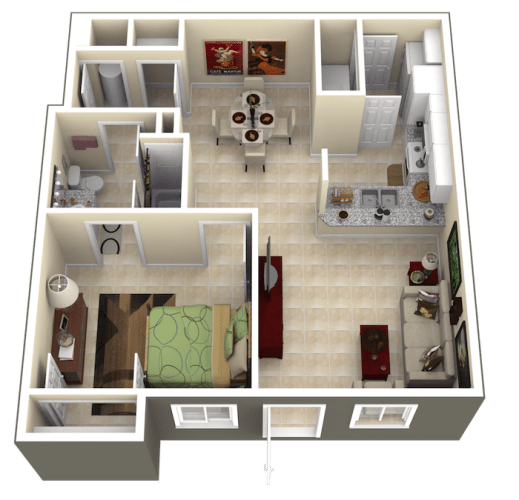 Floor Plan  1 bedroom 1 bathroom hollywood, fl apartment