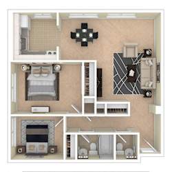 8600 Apartments 2 Bed 1.5 Bath floor plan