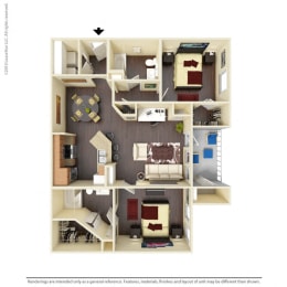 989 Square-Foot Mesquite Floor Plan at Residence at Midland, Texas
