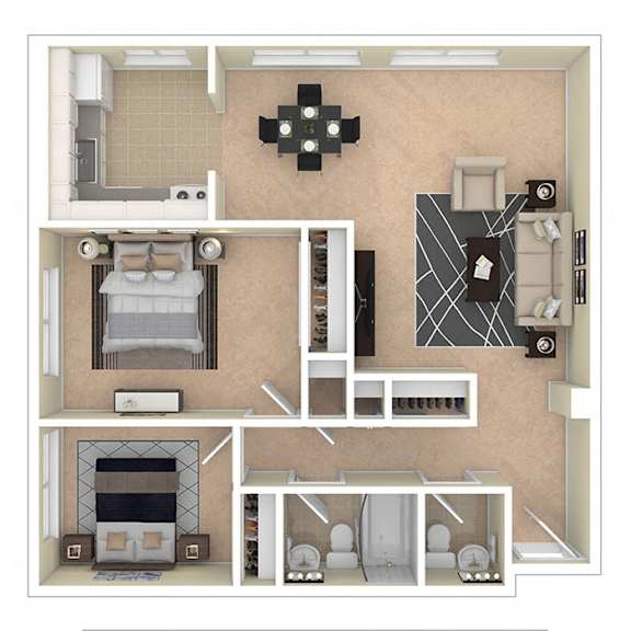 8600 Apartments 2 Bed 1.5 Bath floor plan