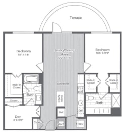  Floor Plan 2 Bed/2 Bath Den-B13