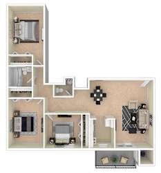 Glen Willow Apartments 3 Bedroom floor plan
