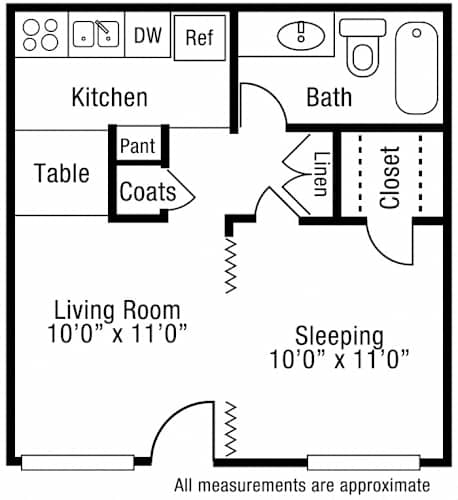 Floor Plan  1 Bed 1 Bath