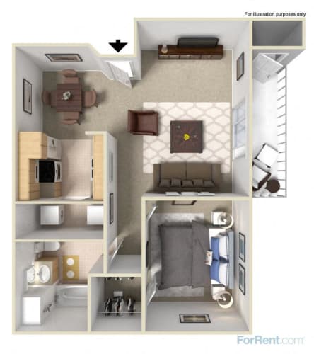 Floor Plan  1x1 Floor Plans available at Forest Creek Apartments | Spokane, WA 99208