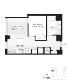  Floor Plan 1 Bed - 1 Bath | aj6