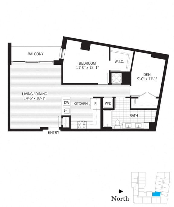 Floor Plan  1 Bed - 1 Bath | Bradshaw ad02