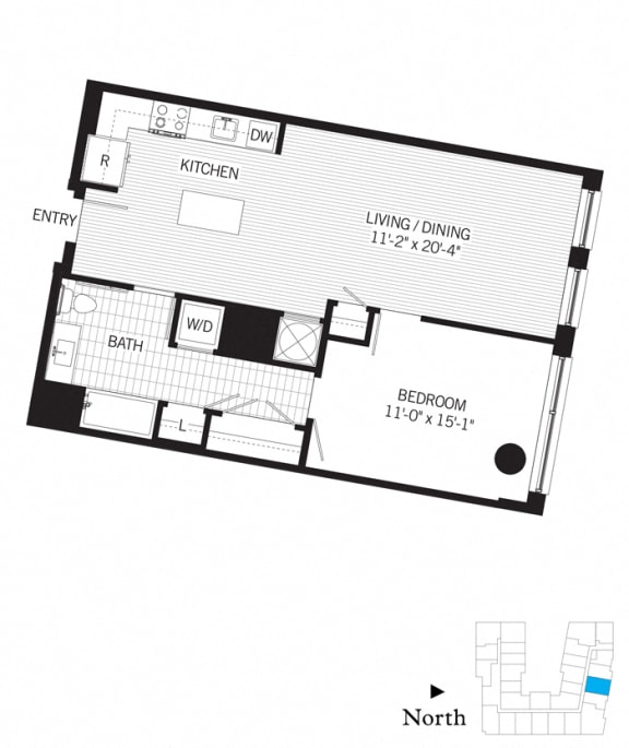 Floor Plan  1 Bed - 1 Bath | a08-a08a