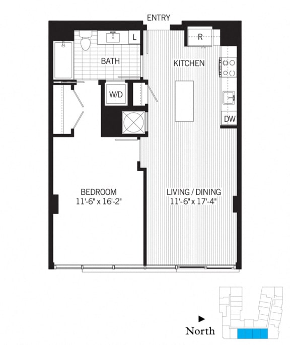 Floor Plan  1 Bed - 1 Bath | Jenney a05