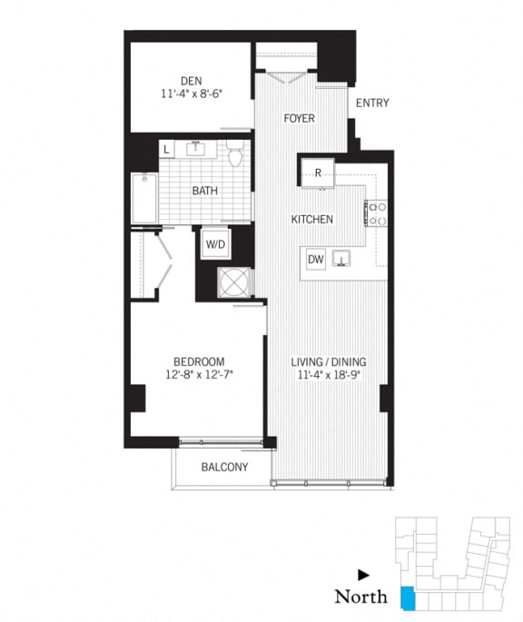 Floor Plan  1 Bed - 1 Bath | ad03c