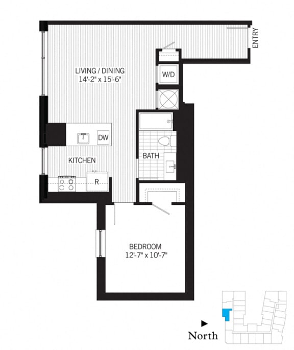 Floor Plan  1 Bed - 1 Bath | a06