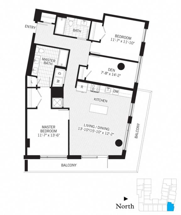 Floor Plan  2 Bed - 2 Bath | Gutenberg  bd01
