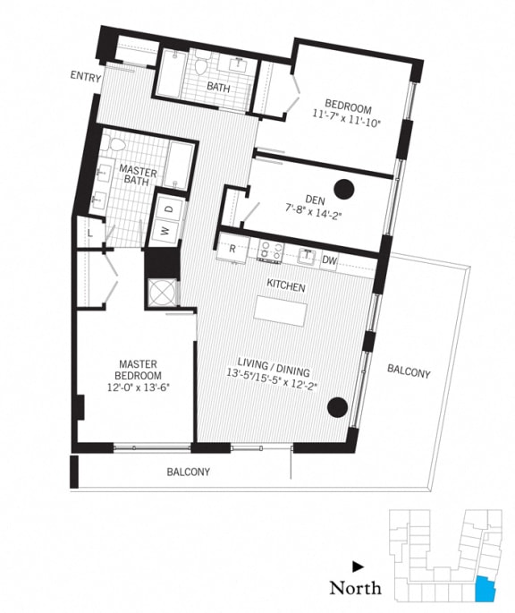 Floor Plan  2 Bed - 2 Bath | Gutenberg bd01b