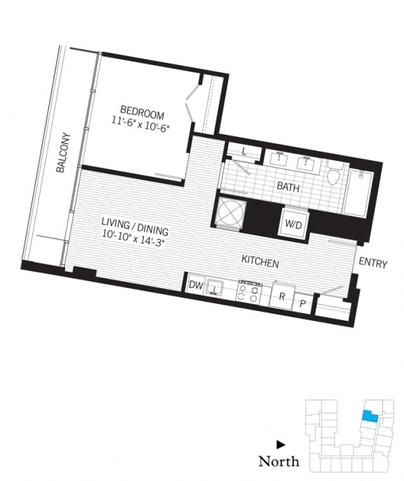  Floor Plan 1 Bed - 1 Bath | Newton aj4