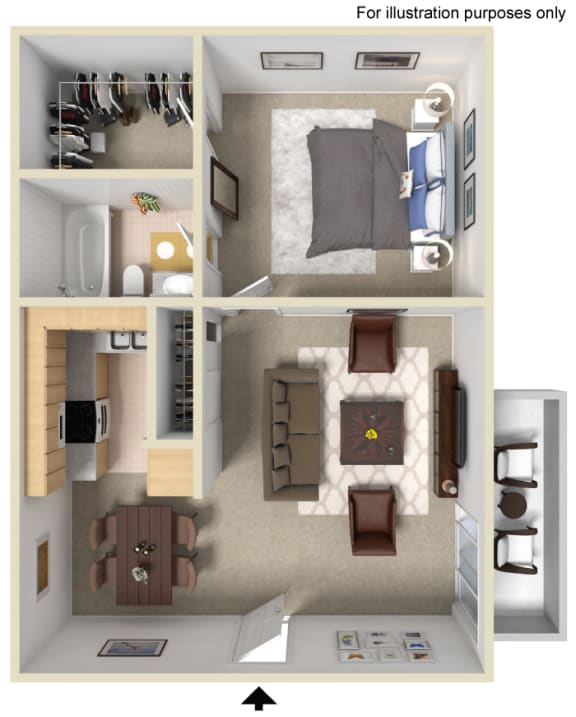 1 Bed 1 Bath Floor Plan at Morning View Terrace Apartment Homes, 439 W El Norte Parkway, Ste 102, Escondido