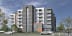 an architectural rendering of an apartment building with cars in a parking lot
