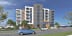 a rendering of an apartment building with cars parked in front of it