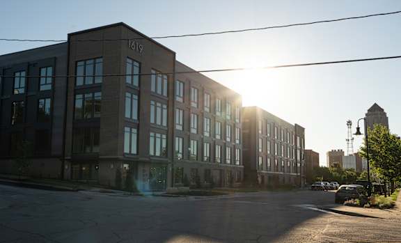 A modern building with the number 1619 on it.