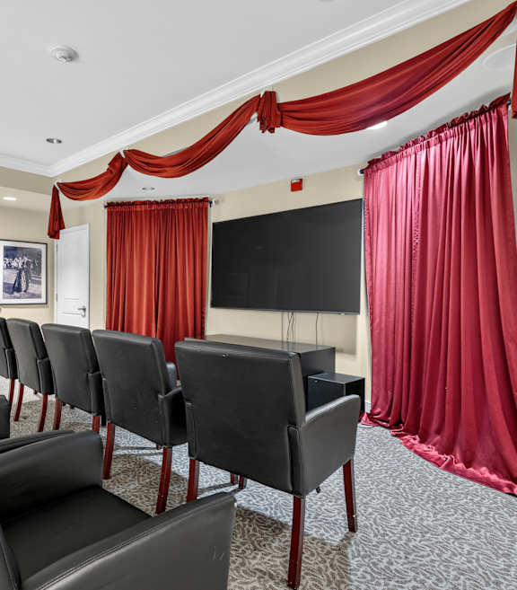 Conference room with screen at Lakeview Senior Living, Lakewood, 80227