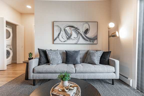 Living Room Sofa at Vista Apartments at Edgemont, Edmonton, AB
