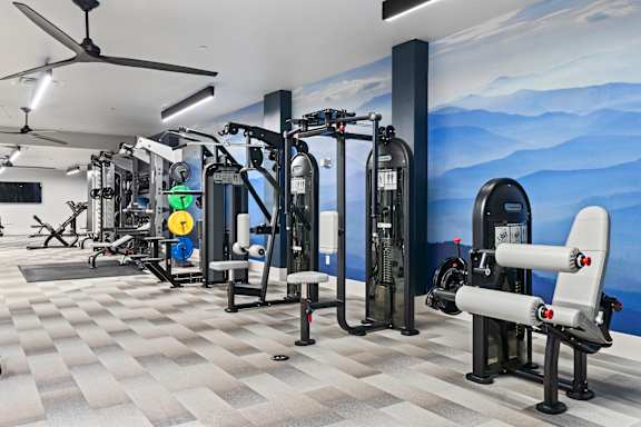 Weight training equipments in fitness center at Brickside Heights, Utah, 84106