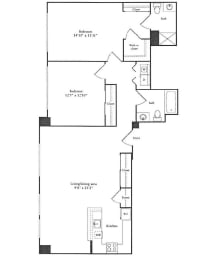 Expansive 2 bedroom apartment for rent in Cambridge MA Floor Plan