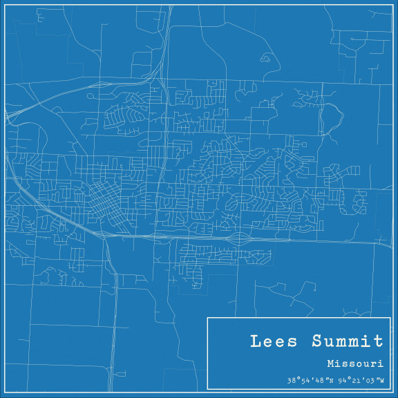 a map of lees summit on a blue background