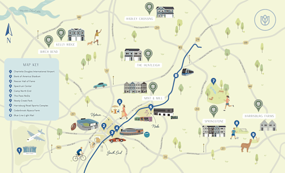 A map shows locations such as Kelly Bend, The Huntley, and Springcote along a main road.