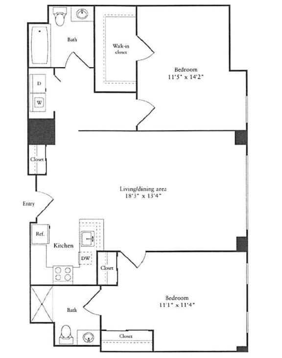 2 bedroom spacious apartment floor plans in Cambridge MA
