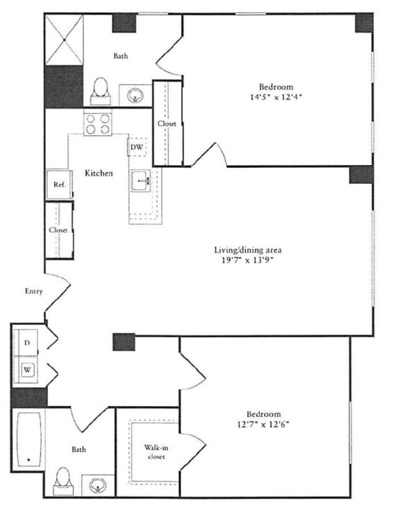 2 bedroom luxury apartment floor plans in Cambridge MA
