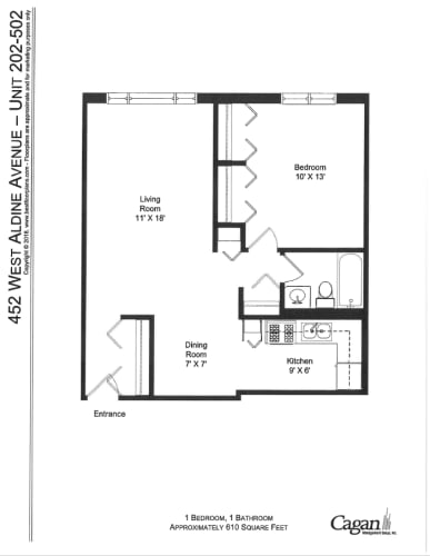 Floor Plan  One Bedroom, One Bathroom