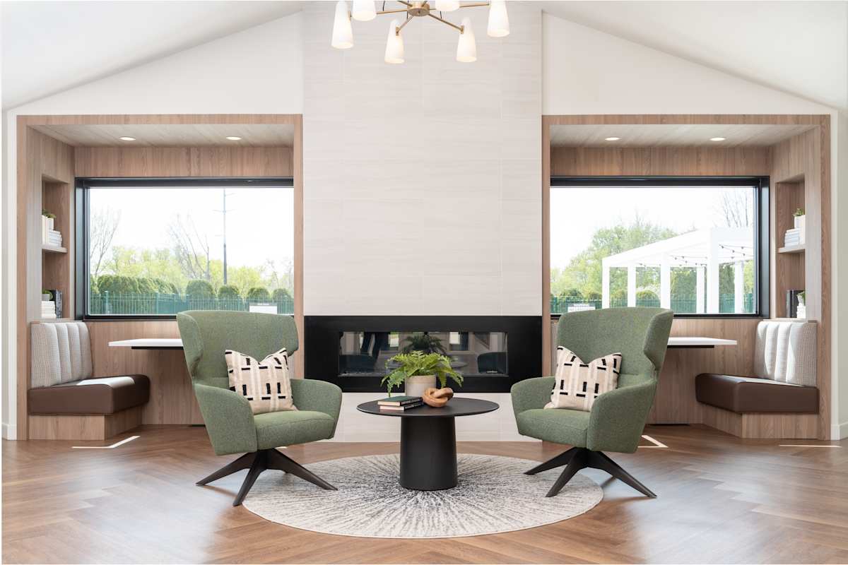 Sunset Trail Apartment Homes clubhouse lounge seating - Rochester, MN