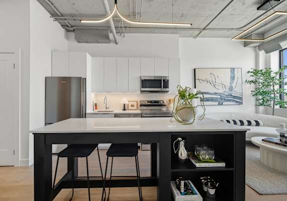 Beautiful Kitchen Counter with Chairs at Richmond Square, London, Ontario
