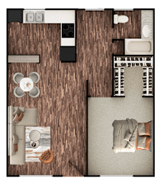  Floor Plan One Bedroom One Bath