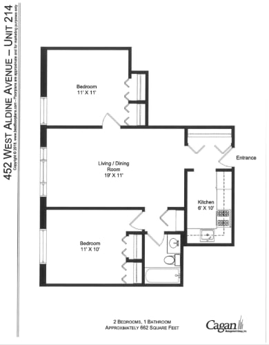 Floor Plan  Two Bedroom, One Bathroom
