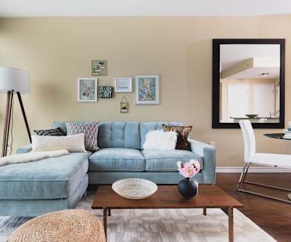 Stylish Living Room at Wilshire Vermont, Koreatown. Los Angeles, CA 90010