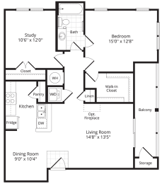 1 bed 1 bath floor plan C  at Chesapeake Ridge, North East, MD
