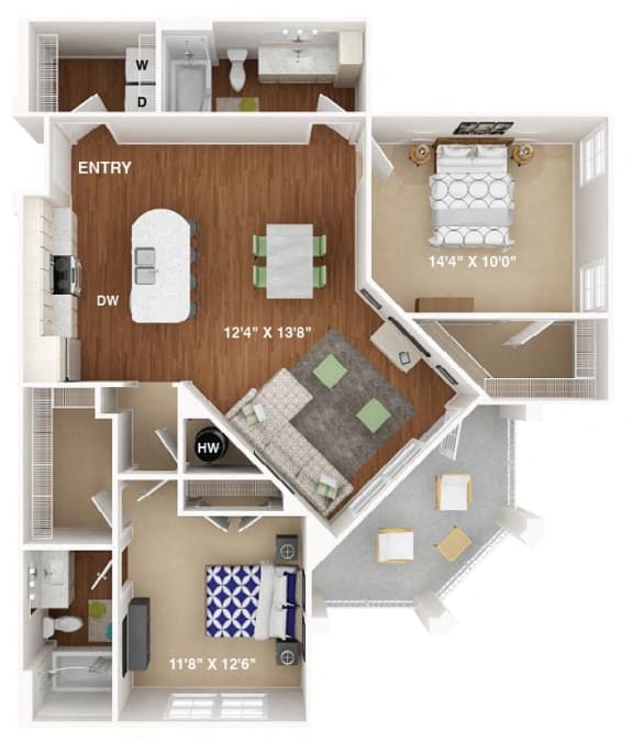 Floor Plan  2 Bedroom Floor Plan