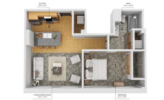 A4 1Bed 1Bath at The Des Moines Building Apartments, Des Moines, Iowa