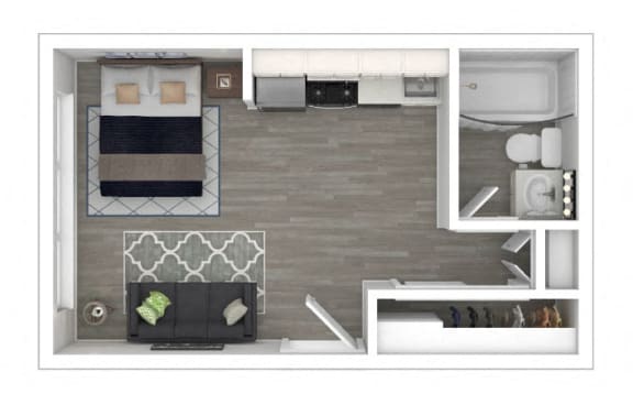 Sunset Barrington Gardens Junior Studio floor plan  at Sunset Barrington Gardens, Los Angeles, CA