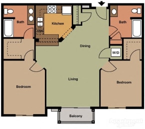  Floor Plan 2 Bedroom 2 Bath