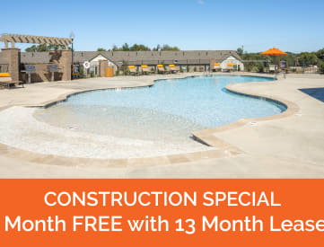 a 1 month free construction special with 13 month lease!