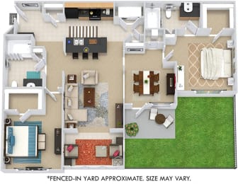 Kenyon + Sunroom with Fenced-in Yard 2 bedroom apartment. Kitchen with Island open to living room/sunroom. Separate dinning room. 2 full bathroom. Walk-in closets in both bedrooms. Patio/balcony, yard