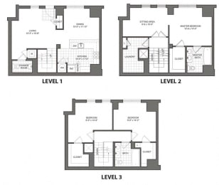 level 1,2,3 apartment floorplans, arlington VA