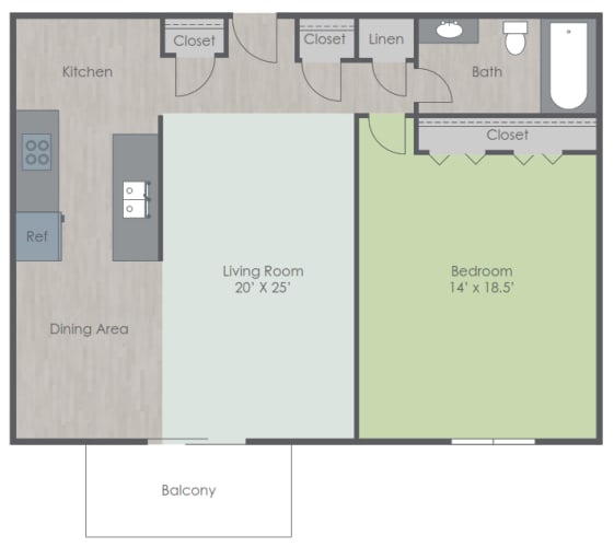 Floor Plan  1 Bed 1 Bath