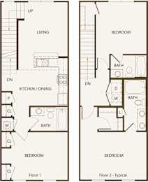  Floor Plan 3-Bed, 2-Bath,Townhome (Market)