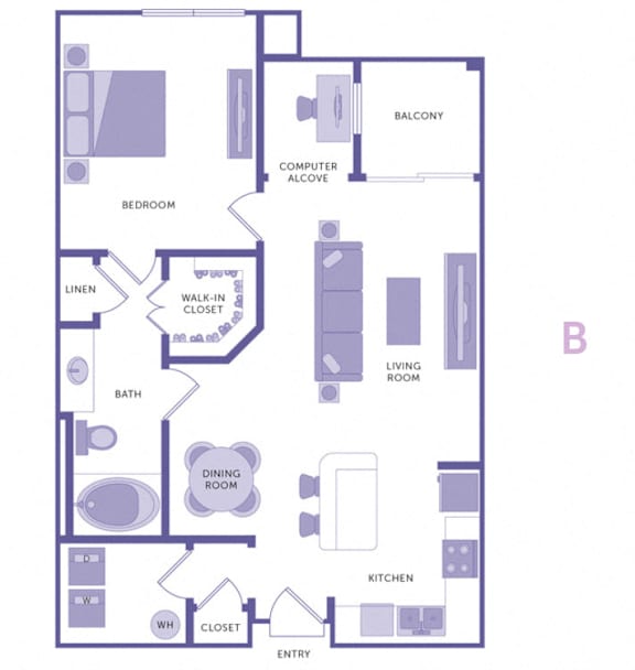 1 Bedroom 1 Bath Plan B at City View, Orlando, FL, 32805