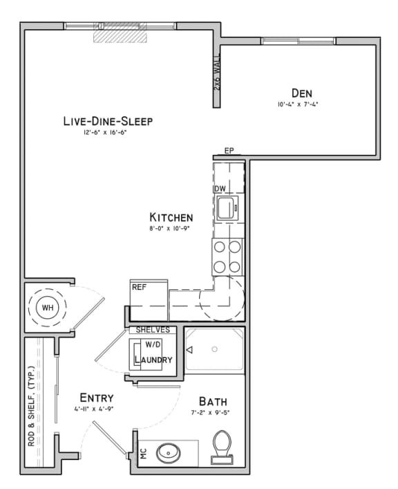 Unit A2-Bent Building-Studio at 360 at Jordan West best new apartments West Des Moines IA 50266